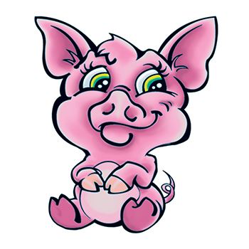 Cute Pink Baby Pig Tattoo Design