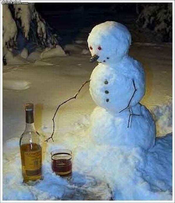 Drunk Snowman Funny Picture