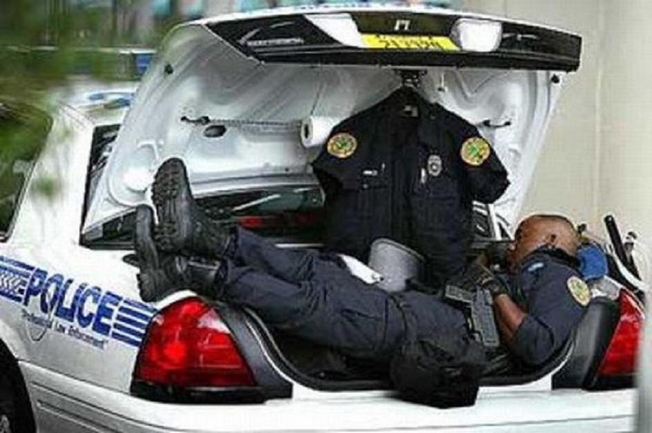 Funny Cop Sleeping In Car Back