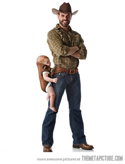 Funny Cowboy Carry Baby With Belt