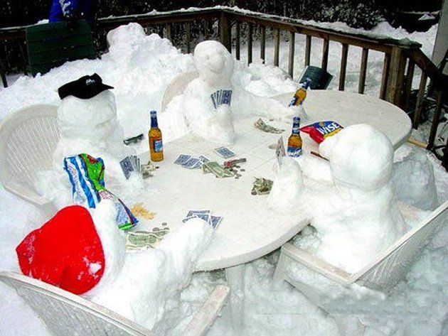 Funny Snowman On Dinner Table