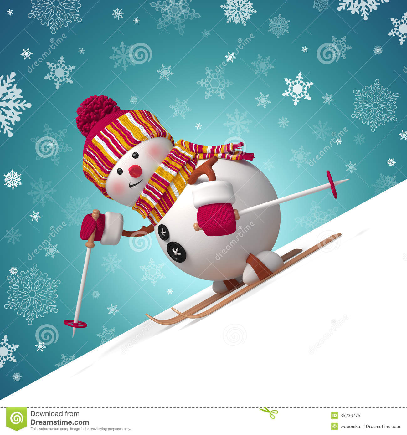 Funny Snowman Skating Clipart Picture