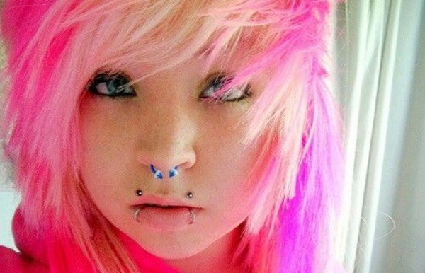 Girl Have Cute Septum Piercing And Canine Bites Piercing Picture