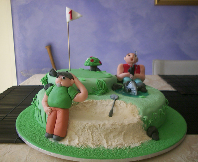Golf And Fishing Cake Funny Picture