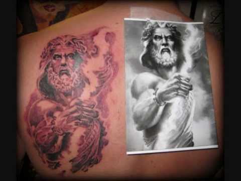 Greek God Tattoo On Man Left Back Shoulder