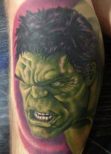 Green Hulk Face Tattoo Design By Chris Jones