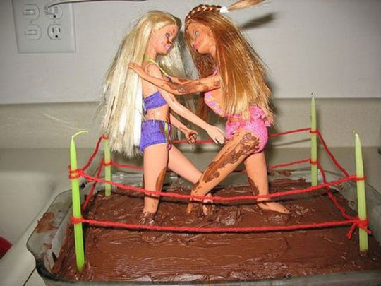 Mud Wrestling Chocolate Cake Funny Picture