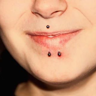 Nice Medusa And Dolphin Bites Piercing With Silver Studs