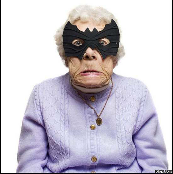 Old Lady With Bat Mask Funny Picture