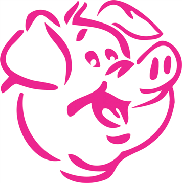 Pink Outline Pig Face Tattoo Stencil