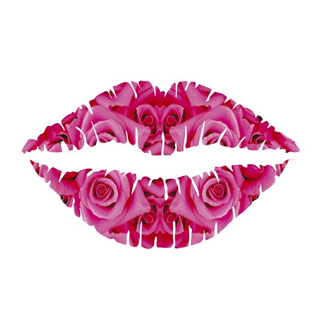 Pink Roses In Lips Tattoo Design
