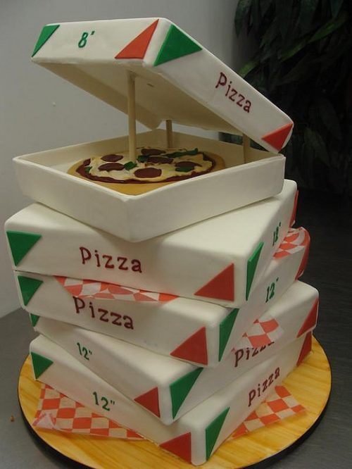 Pizza Boxes Funny Cake Image