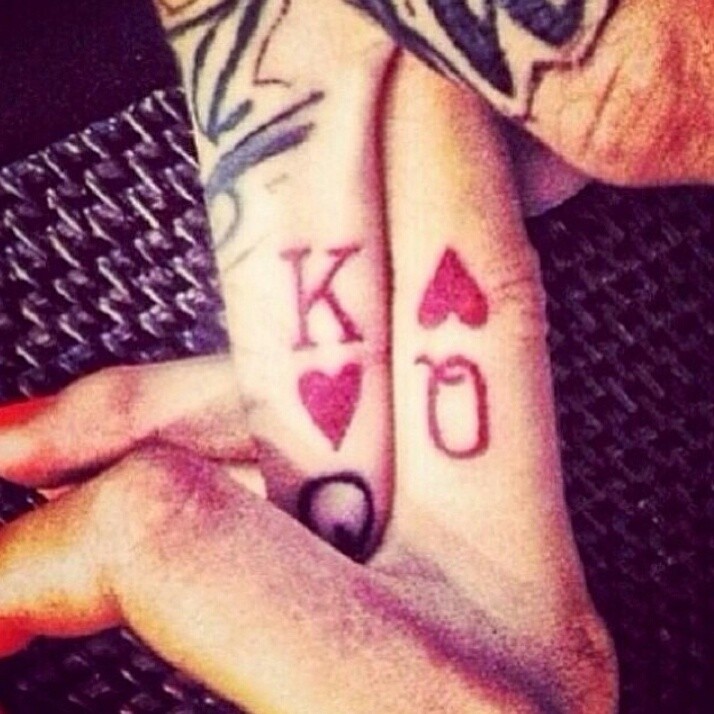 Red King And Queen Playing Card Tattoo On Couple Finger By Julekinz