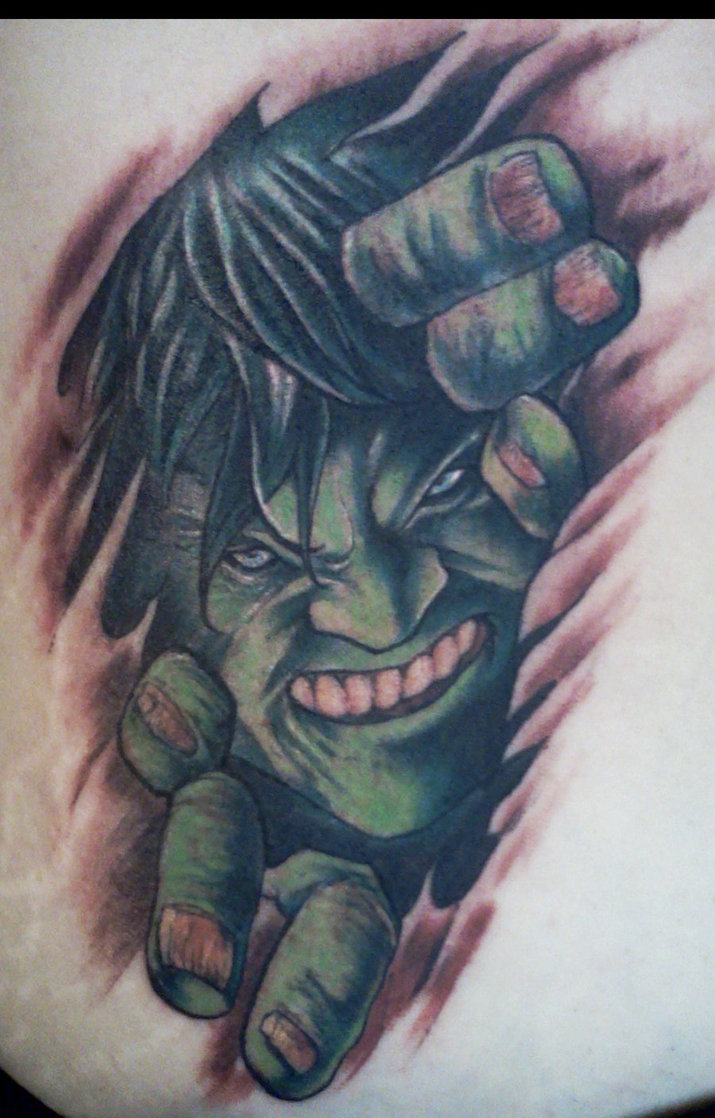 Ripped Skin Hulk Tattoo Design By Shannon Ritchie