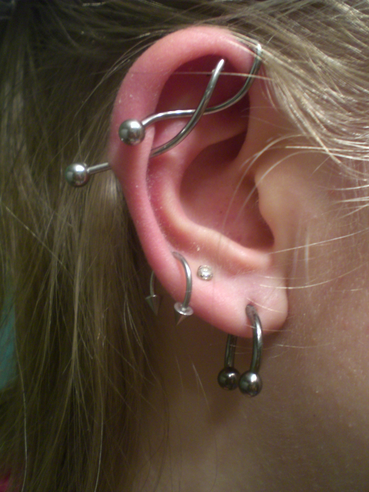 Silver Barbells Spiral Piercing Pictures For Girls