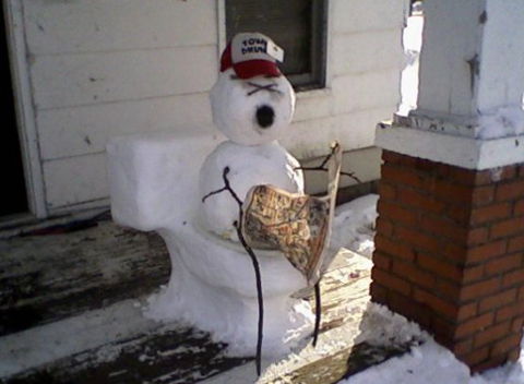 Snowman On Toilet Funny Picture