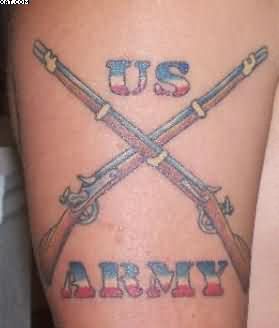 US Army - Two Crossing Guns Tattoo Design