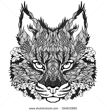Unique Black And Grey Bobcat Head Tattoo Design