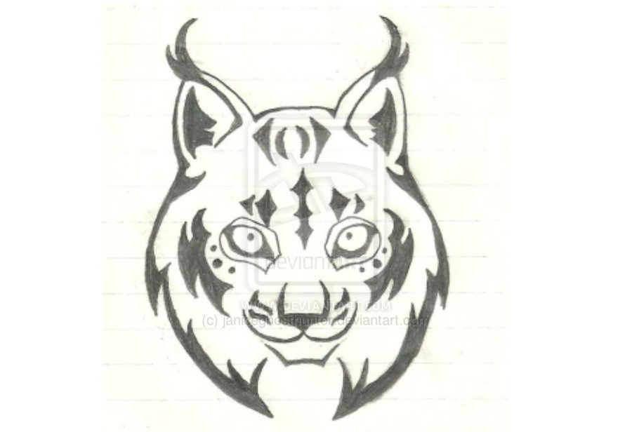 Unique Black Bobcat Head Tattoo Stencil By Janice Marie Guerrero