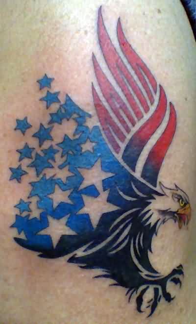 Unique Colorful US Army Eagle Tattoo Design