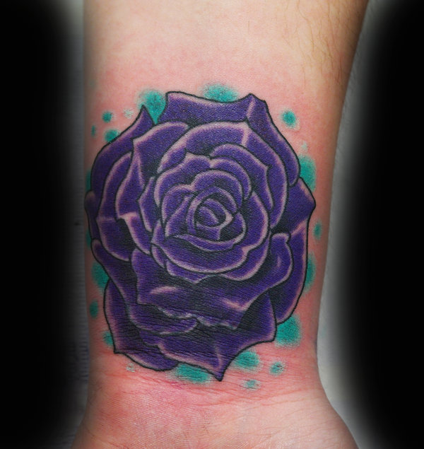 Unique Purple Rose Tattoo Design For Wrist By Ashley Jefferys