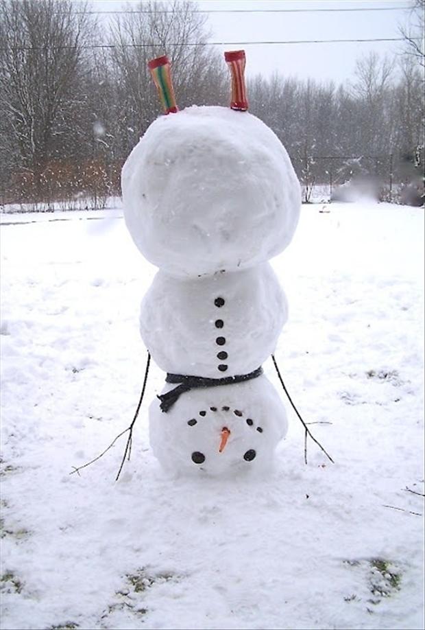 Upside Down Funny Snowman Picture