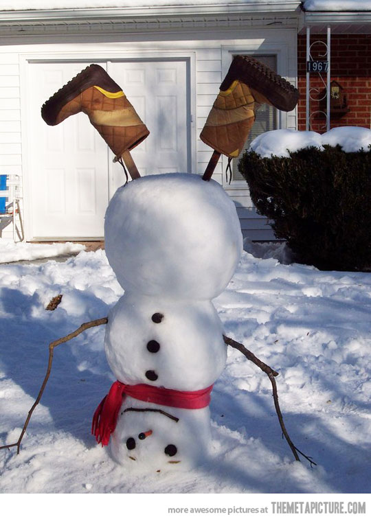 Upside Down Snowman Funny Picture