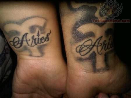 Aries Tattoos On Couple Wrist