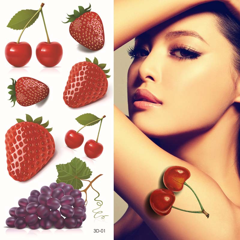 Awesome 3D Two Strawberries Tattoo On Girl Left Shoulder