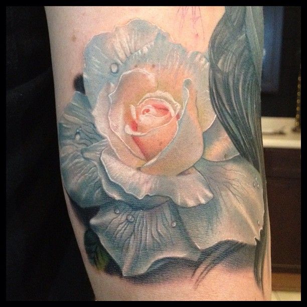 Awesome 3D White Ink Rose Tattoo Design For Forearm By Phil Garcia