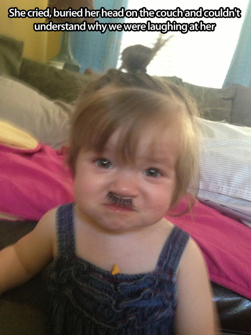 Baby With Fake Mustache Funny Picture