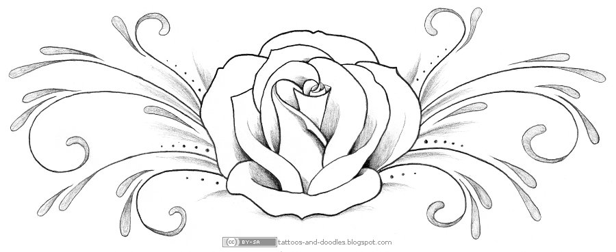 Black And White Rose Tattoo Stencil