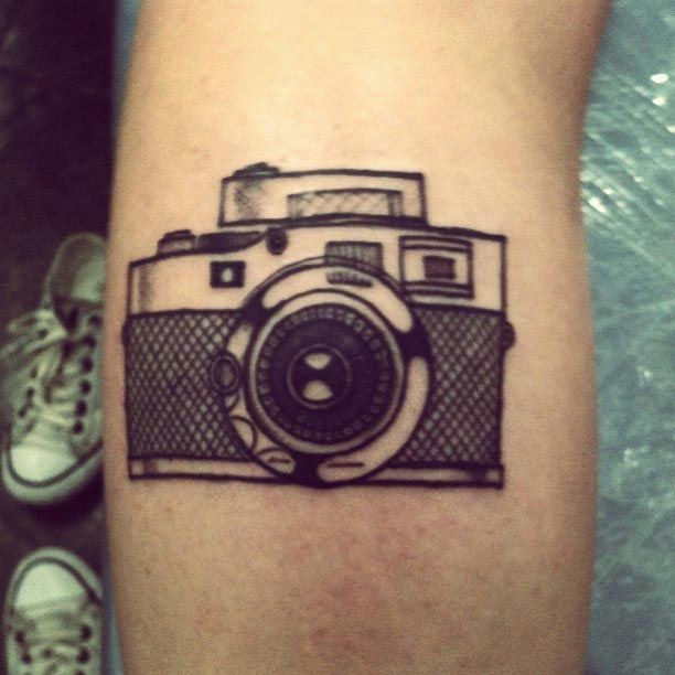 Black Camera Tattoo Design For Leg By Rodrigo
