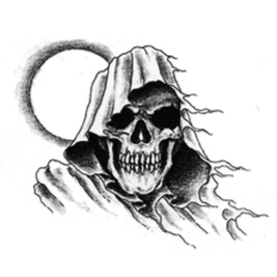Black Ink Reaper Head Tattoo Design