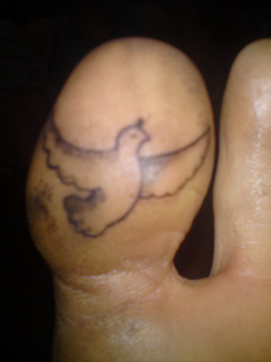 Black Outline Flying Bird Tattoo On Under Toe By Jacob Davey
