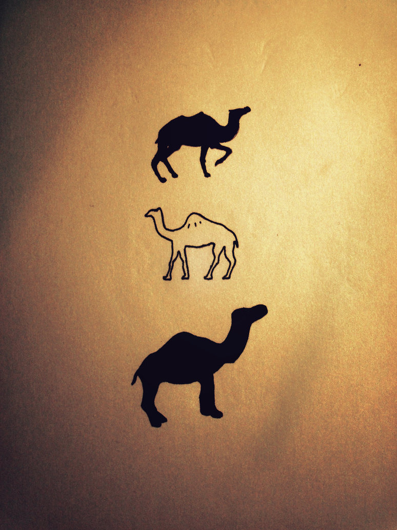 Black Three Camel Tattoo Design By Snir Aharon