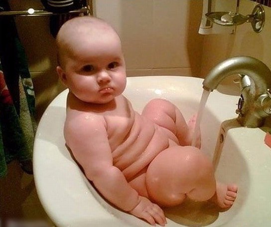 Cute Baby Taking Shower In Sink Funny Picture