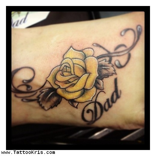 Dad - Yellow Rose Tattoo Design For Forearm