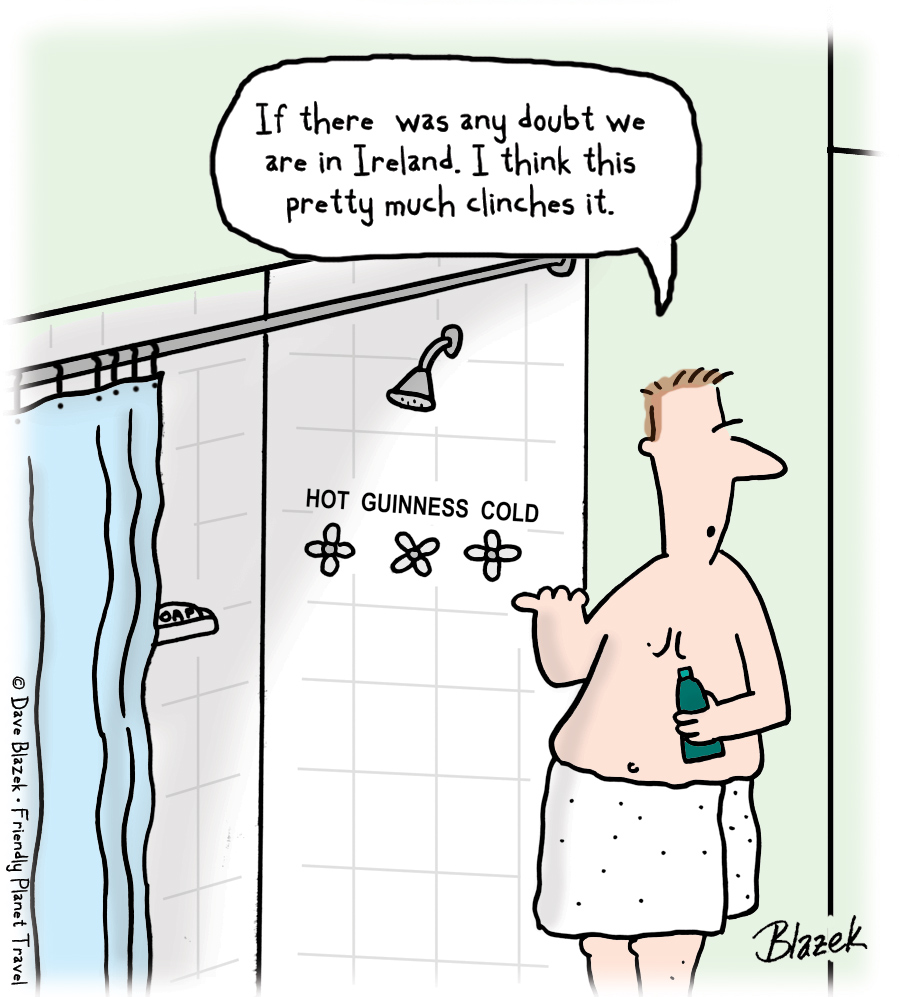 Hot Guinness Cold Funny Cartoon Shower Image.