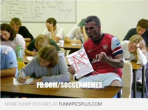 Lukas Podolski Funny Celebration In Exam Hall