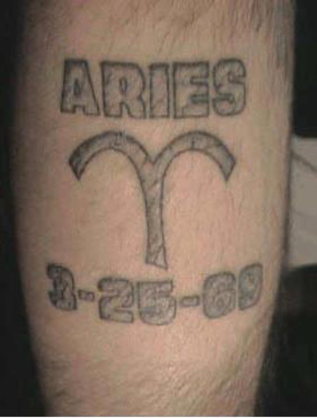 Memorial Aries Symbol Tattoo Design For Leg
