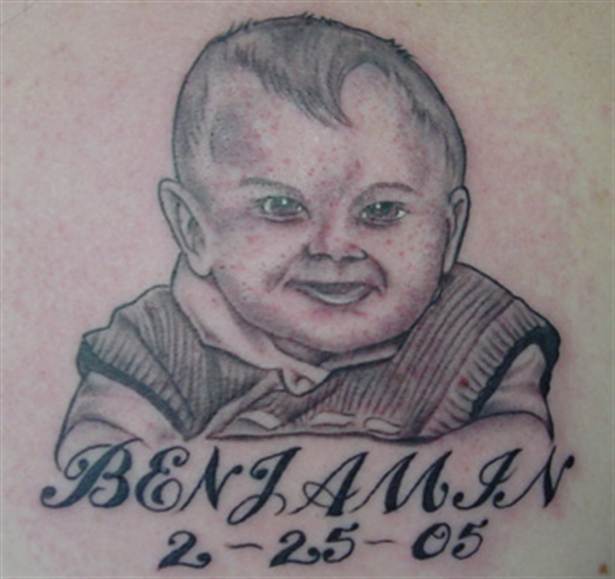 Memorial Baby Portrait Tattoo Design