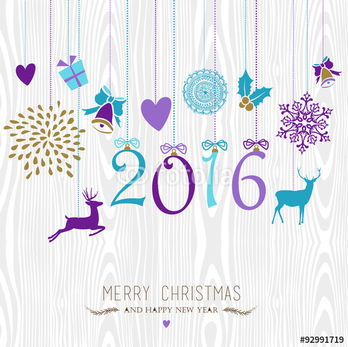 Merry Christmas And Happy New Year 2016 Card