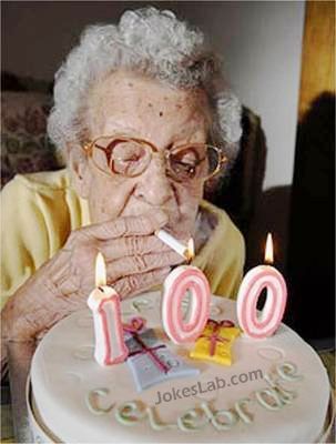 Old Man Celebrating Her Birthday With Smoke Funny Picture