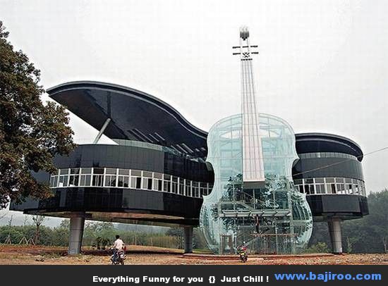 Piano And Guitar Shape Home Funny Picture