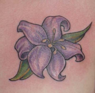 Purple Lily Flower Tattoo Design