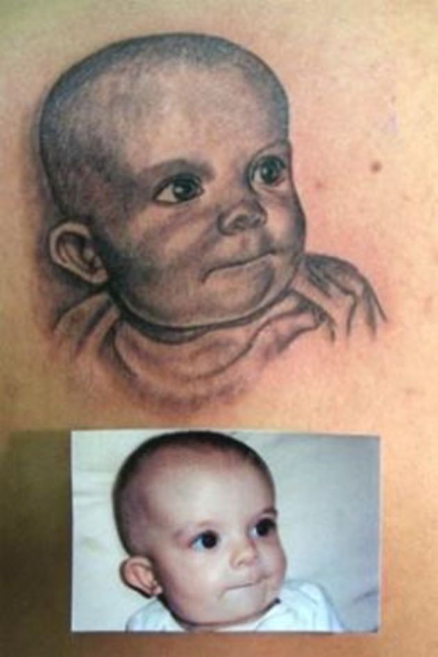 Realistic Baby Face Portrait Tattoo Design