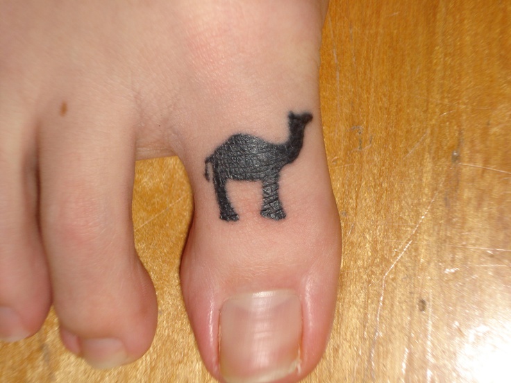 Silhouette Camel Tattoo On Toe.