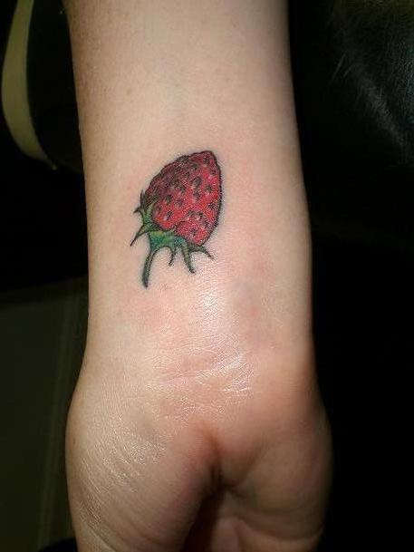 Strawberry Tattoo On Wrist By Stephen