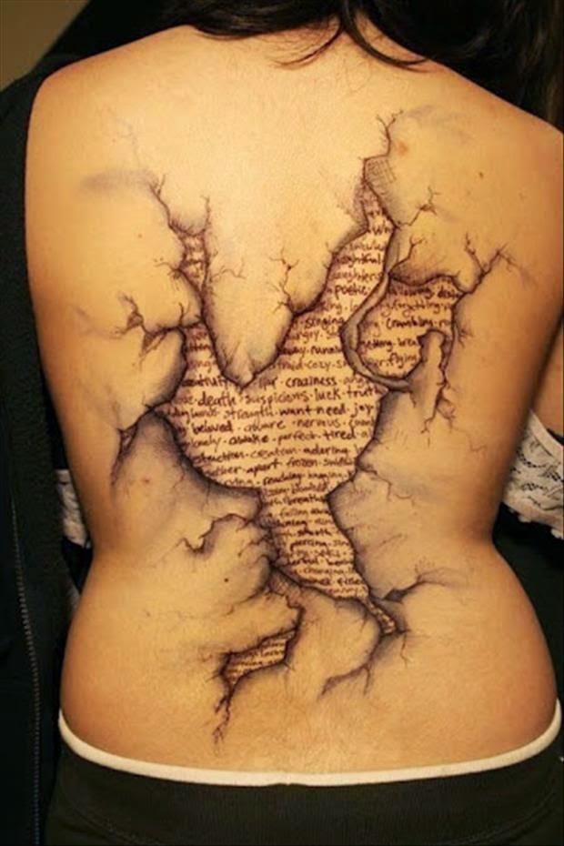 Torn Skin Tattoo On Back Body By Midnightink